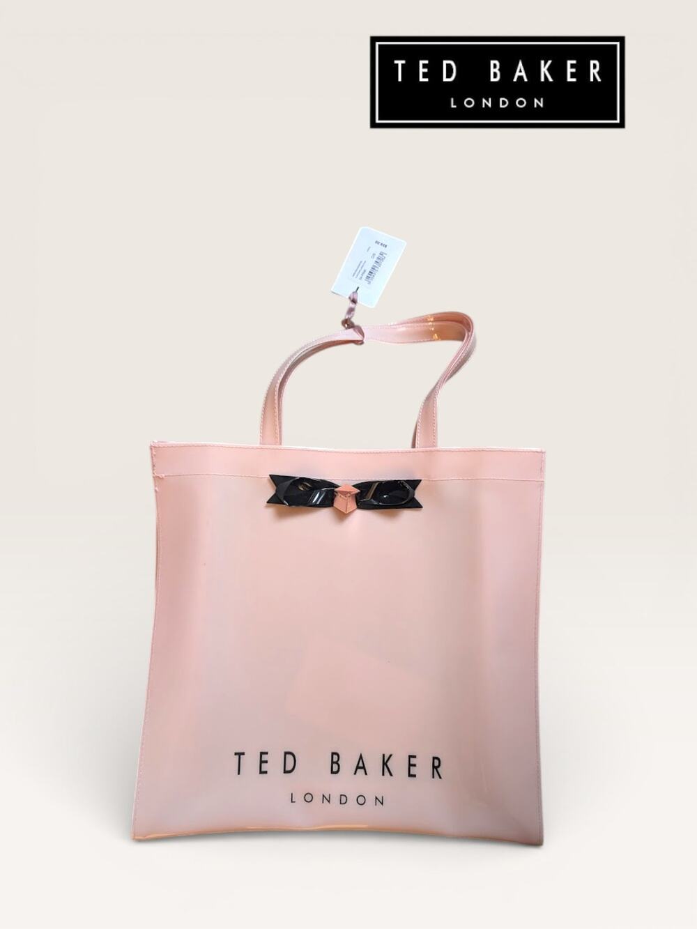 NWT Authentic Ted Baker Bow Detail Shopper Tote Light Pink PVC Bag NWT